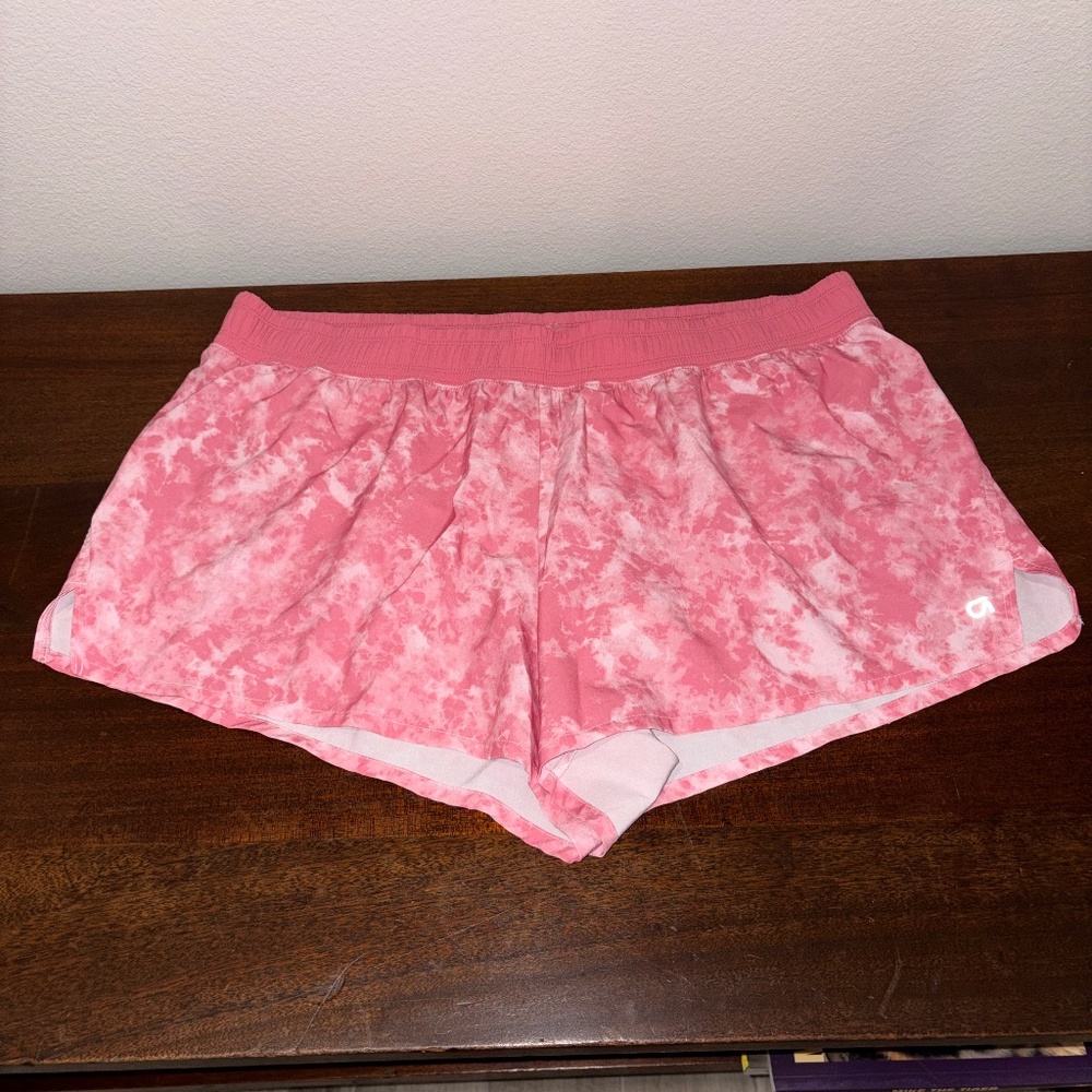 GapFit Tie Dye Running Shorts Pink White XL Lined Athletic 3"